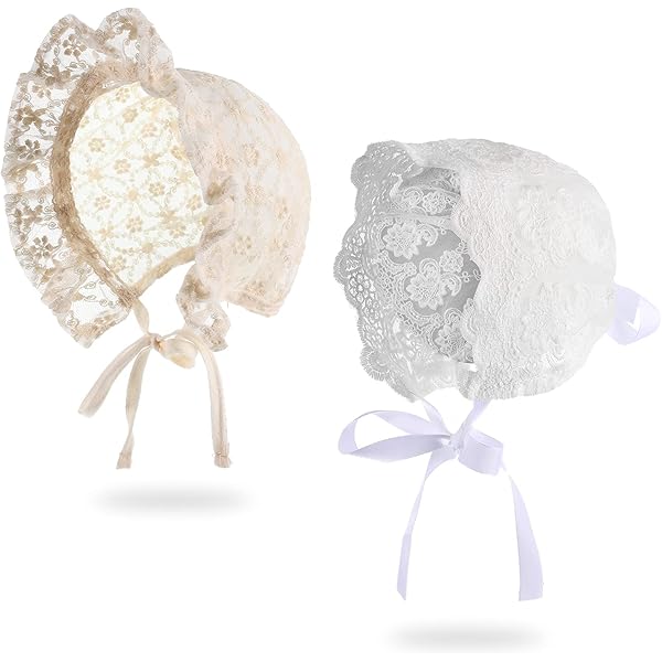 Amazon.com: Baby Bonnet Lace Floral Sun Hat with Ribbon Tie Photo