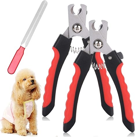 Yhmall 2paires Coupe Griffes Pour Chien Et Chat Pince à Ongles Coupante Avec Lime à Ongles Rouge Kit Essentiel De Toilettage