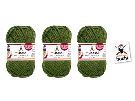 3 Knäuel Wolle zum Häkeln und Stricken: myboshi No.1 50gr (70% Polyacryl, 30% Merino)