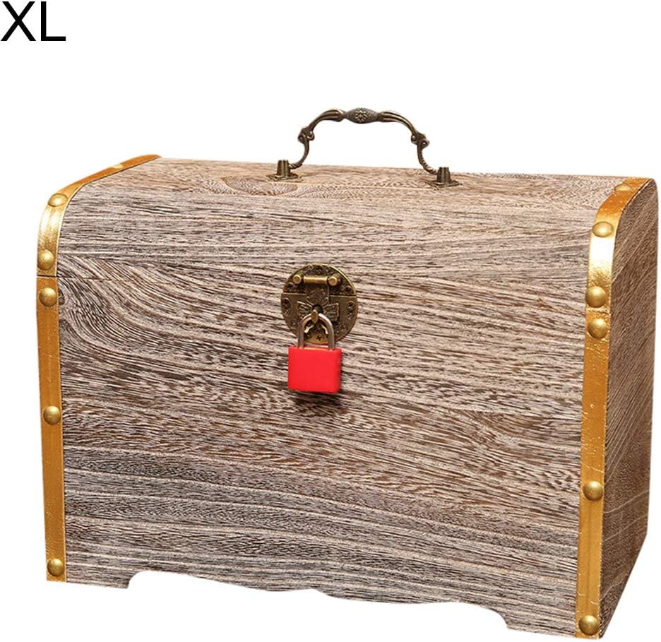 HEgh23ar Cute Money Coin Box Storage, Wooden Piggy Bank, Money Saving Jar,Piggy Bank for Kids XL