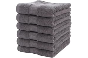 NOUVEAU COLLECTION Bath Towels Grey Set of 6 Cotton Bathroom Towels Small Bath Towels for Bathroom 22 x 46 Inch Ultra Soft Absorbent Spa Towels Ring Spun Bath Towel Set Hotel Collection Towels Workout Towel