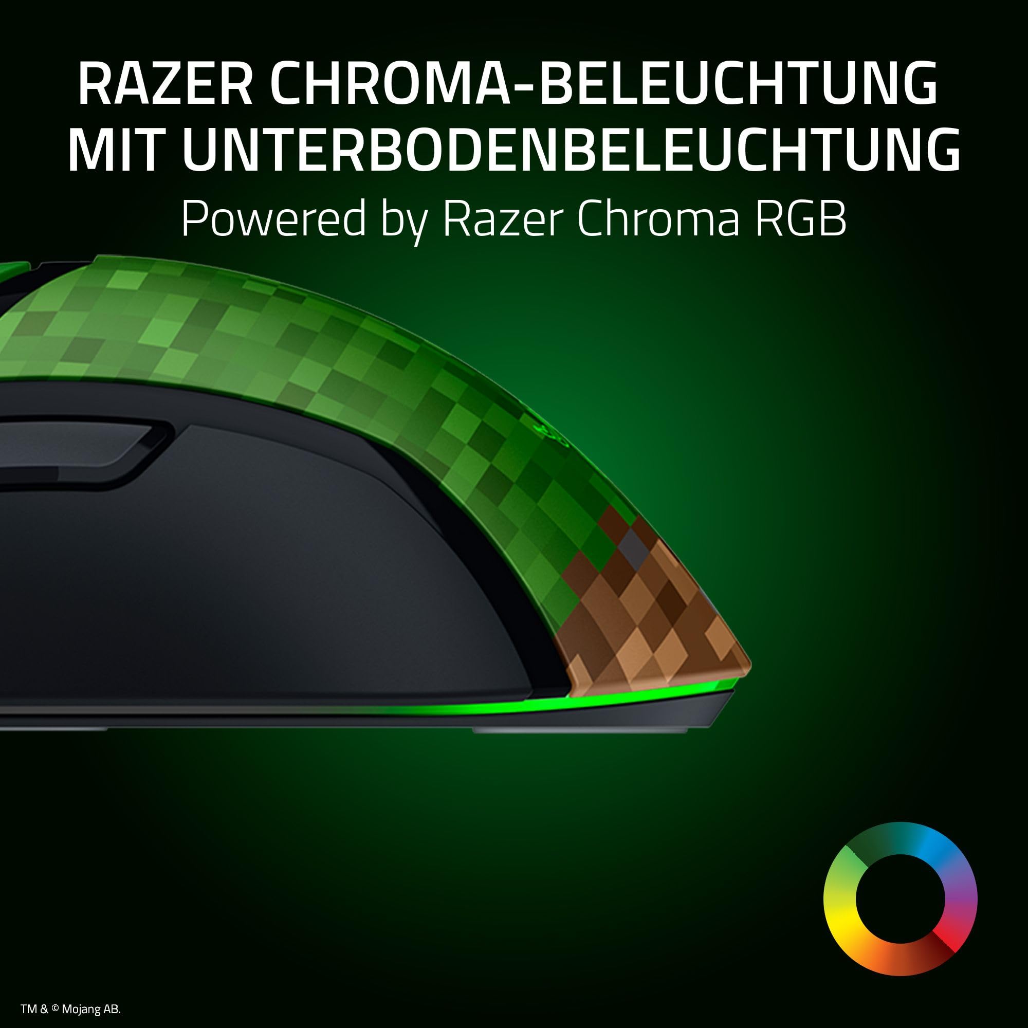 Razer Cobra Minecraft Edition - Leichte kabelgebundene Gaming-Maus - 8500 DPI Sensor (58g, optische Mausschalter 3th Gen, Chroma-Beleuchtung mit Gradient Underglow, Speedflex-Kabel) Minecraft 5