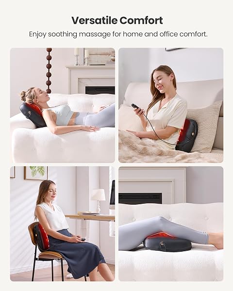 KNQZE SHIATSU BACK MASSAGER FOR PAIN RELIEF WITH HEAT, FATHERS DAY GIFT, DEEP TISSUE MASSAGE CUSHION, DUAL-SIDE HEATING & LUMBAR SUPPORT, PORTABLE CHAIR MASSAGER FOR NECK, SHOULDER, GIFTS FOR MOM DAD