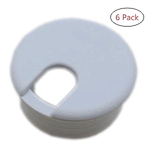 Xntun 6 Pack 1-3/8 Inch Desk Grommet, Plastic Desk Cord Cable Hole Cover Grommet - White