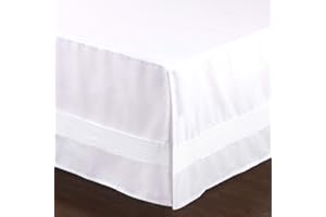 Valea Home Bed Skirt with Stitch on White Dust Ruffle with Split Corner, Durable Elegant Luxury Queen 14-inch Drop