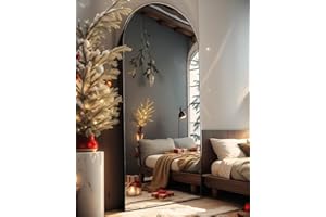 AyeWish Floor Mirror, Oversized Full Length Mirror, Arched Mirror, Large Standing Mirror, Tall Mirror, Wall Mounted, FreeStanding, Giant Mirror, 71"×30", Aluminum Frame - Black