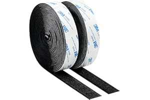 LEXETAP Hook and Loop Tape with Adhesive, Heavy Duty Self Sticky Interlocking Tape, Sewing Fasteners for Handmade, Photo Frames, Mosquito Net, Carpets, Car and DIY, 1 inch * 20 Feet * 2 Rolls