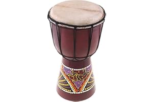 Sangmei 6in African Djembe Drum Hand-Carved Solid-Wood Goat-Skin Traditional African Musical Instrument