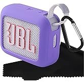 Ziseyoru Silicone Case Cover for JBL Go 4 Ultra Portable Speaker with Soft Microfiber Cleaning Cloth, Compatible with JBL Go 4 Protective Cover Accessories with Carabiner (Purple)