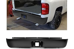 BALOCEO Rear Roll Pan Compatible with 2007-2013 Chevy Chevrolet Silverado GMC Sierra 1500 2500 3500 Fleetside Styleside Bed Truck Rear Roll Pan Bumper Steel W/License Light Steel Electrophoresis Black