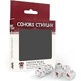 Modiphius Cohors Cthulhu RPG: Hidden War Dice Pack - 6pc Set, 2 d20 &amp; 4 d6 | White and Glittering Silver Die Set with Red Symbols for 2d20 System; Official Tabletop Roleplaying Accessory