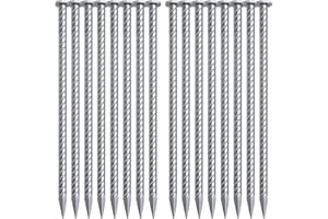 VVOKGO Rebar Stake 12 Inches Long 1/2 Inch Thickness Galvanized Cement Stakes Plant Support Garden Stakes, Metal Anchoring Landscape Spikes for Asphaltl, Caltrops Tire Spikes for Driveway(16Pcs)
