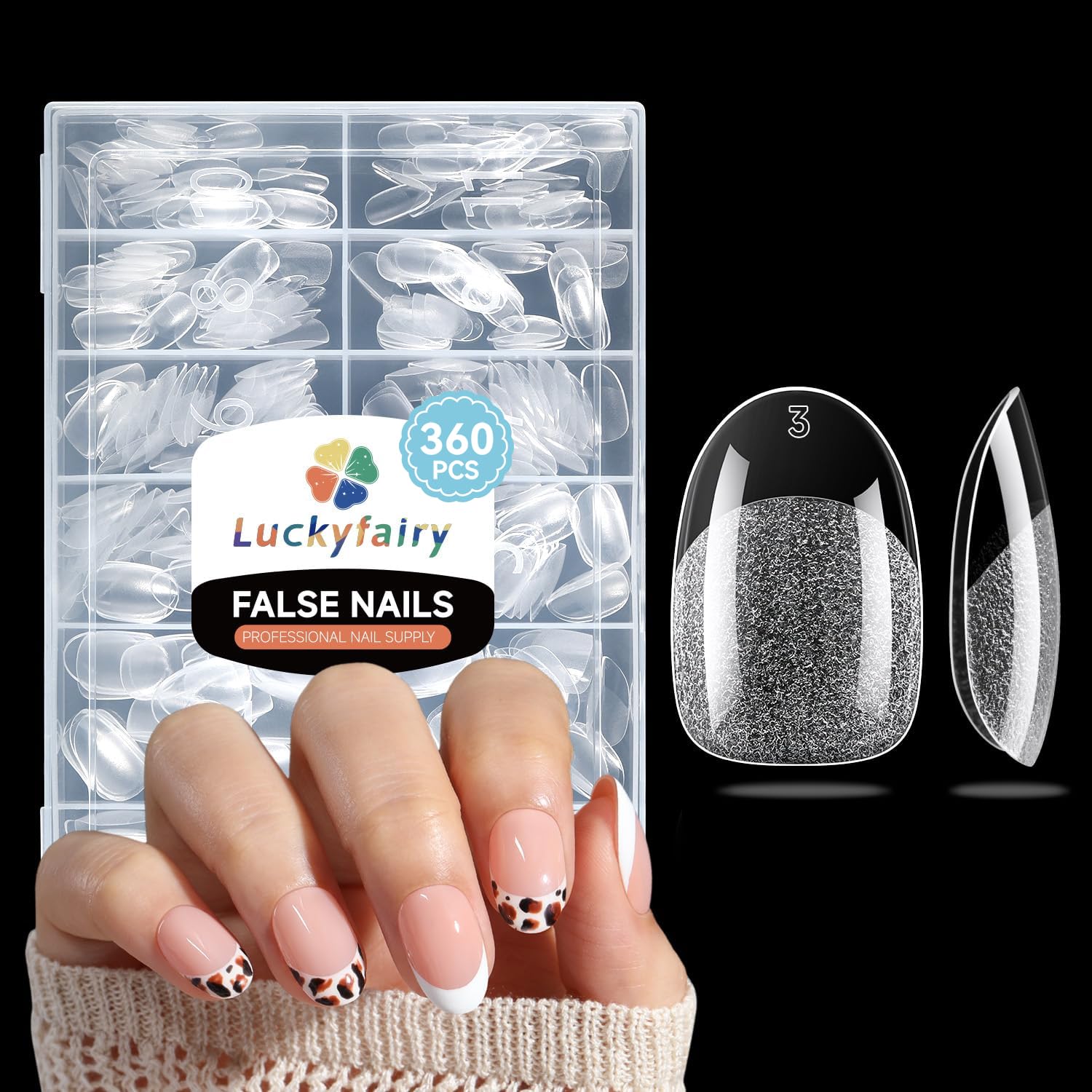 Photo 1 of **FACTORY SEALED** Luckyfairy Short Oval Round Nail Tips: 360Pcs Soft Gel Pre-shaped Full Cover Half Matte Short Oval Gel Nail Tips Press on Fake Nails Acrylic for Nail Extension DIY Salon 12 Sizes