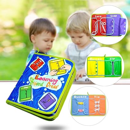 zip button buckle and tie toy