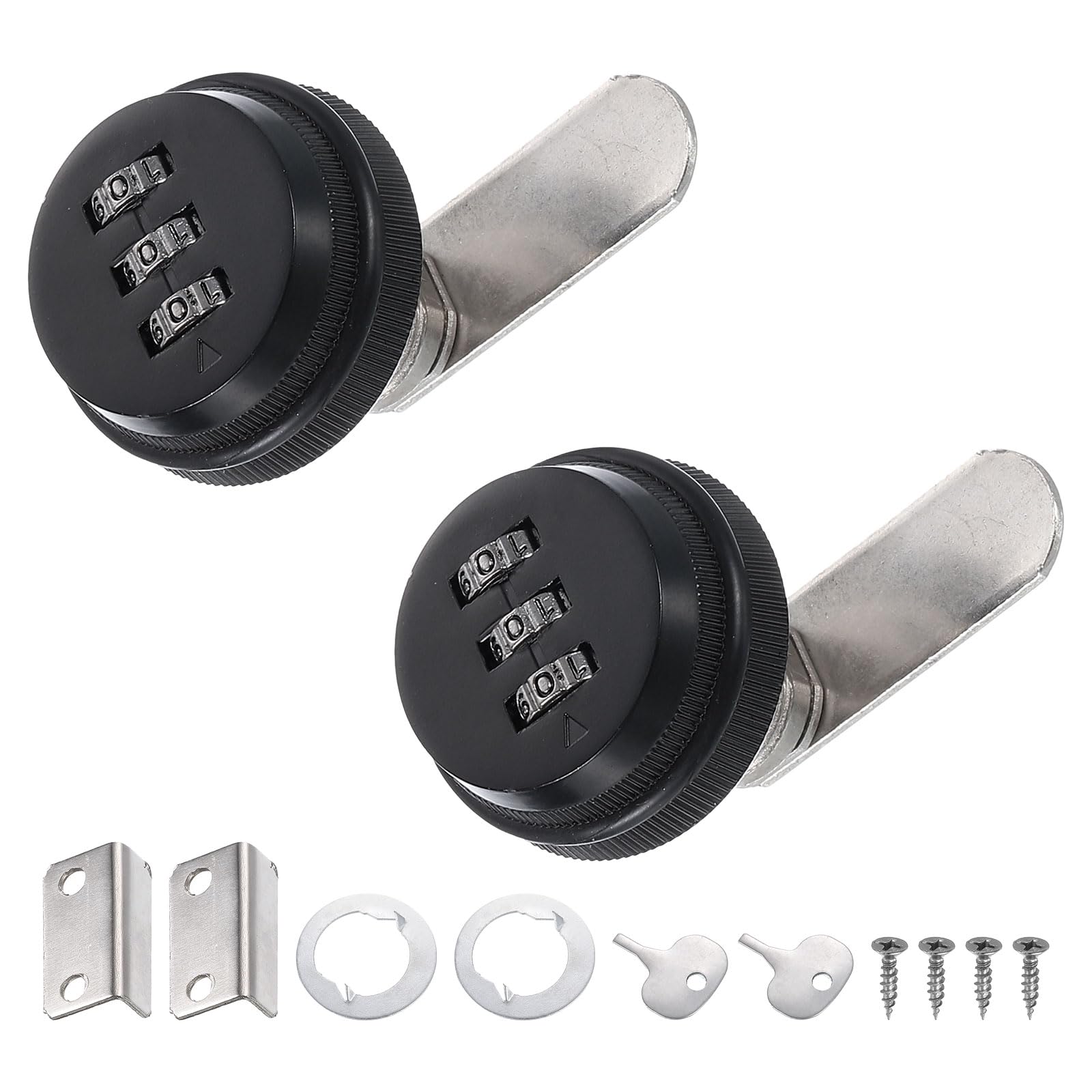 PATIKIL 3/4" Combination Cam Lock, 2 Pcs File Cabinet Locks with Combination Password Coded Cabinet Locks with Cylinder Chrome for 0.2-0.5" Thick Wood Drawer Mailbox Filing Cabinet, Black