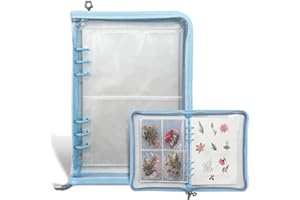 NOCAFI Sticker Storage Organizer Binder A5 Reusable Collecting Book Zipper Album for Adult with Blank Release Paper and Pocket Pages (Blue)