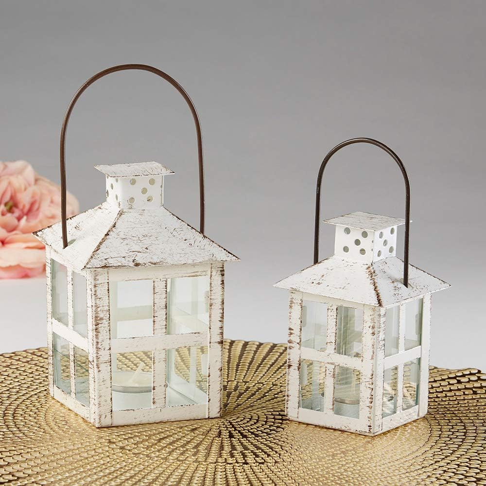 Kate Aspen Vintage White Distressed Small Candle Lantern, One Size: Kitchen & Dining