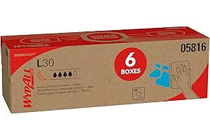 WypAll GeneralClean L30 Cloths Heavy Duty Cleaning Wipes (05816), Pop-Up Box, Strong and Soft Bulk Paper Wipers, White (6 Packs of 120 Sheets, 720 Sheet Total)