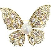 Sparkly Crystal Rhinestone Butterfly Brooch Pin Women Glitter Pearl Insect Lapel Pins Hats Dress Wedding Party Decoration Accessories Gift