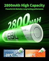 EBL 2800mAh AA Ni-MH Rechargeable Batteries with Storage Case (16 Pack) view 4