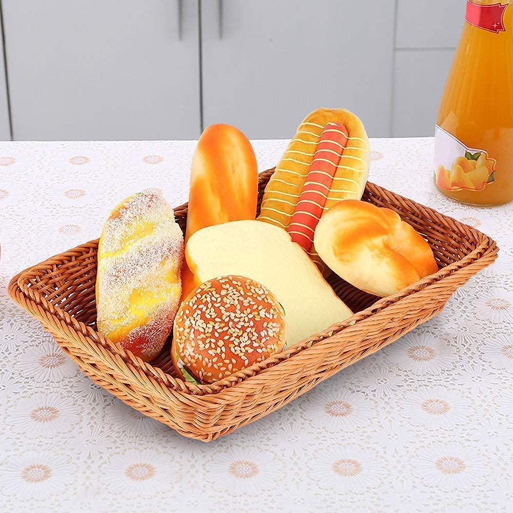 HERCHR Brown Wicker Storage Basket, Picnic Blanket Hamper Baskets Wicker Display Basket Bread Basket Woven Basket for Christmas, Easter, Newborn Gift Hamper, 11.8x7.9x2.8inch