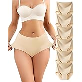 LEVAO Seamless High Waisted Underwear for Women No Show Full Coverage Panties Nuage Breathable Briefs 6 Pack