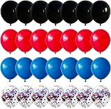 Isndare Red Blue Black Balloons 12 Inch Confetti Set 35 pcs Helium/Air view 8