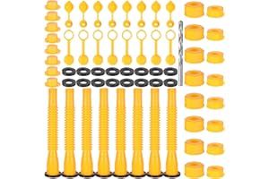 TUCNOEU Gas Can Spout Replacement Kit, (8 Kit-Yellow) Gas Can Nozzle Set - Includes Cans Cap, Spout Sealing Cap,Vent Caps, Flexible Pour Nozzle for 1/2/5/10 Gallon Cans
