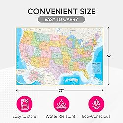 NOWMAP AquaShield Double-Sided World and USA Map