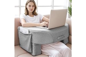 Babenest Reading Pillow for Laptop, Soft Arm Rest Reading Gaming Pillow, Height Adjustable Lap Desk Pillow for Adults Sitting
