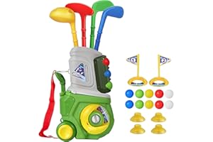 LPFG Toddler Golf Set, Kids Golf Set for Ages 1 2 3 4 5 Years Old Boys Girls with 4 Plastic Golf Clubs 10 Balls, Indoor Outdo