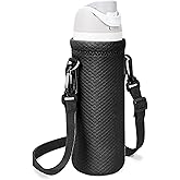 Linkidea Water Bottle Carrier with Strap Compatible with Owala FreeSip 24oz, Twist 24oz, Potter 24oz Bottle, Neoprene Waterbottle Sling Bag Holder, Black