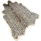 Leopard Print Rug,Faux Cowhide,Artificial Carpet,Simulation Cowhide, Leopard, Tiger, Zebra, Cow Hide Mat Animal Print Area Rug Hide Faux Carpet (A) / 40x37inch,3.3x3.1ft