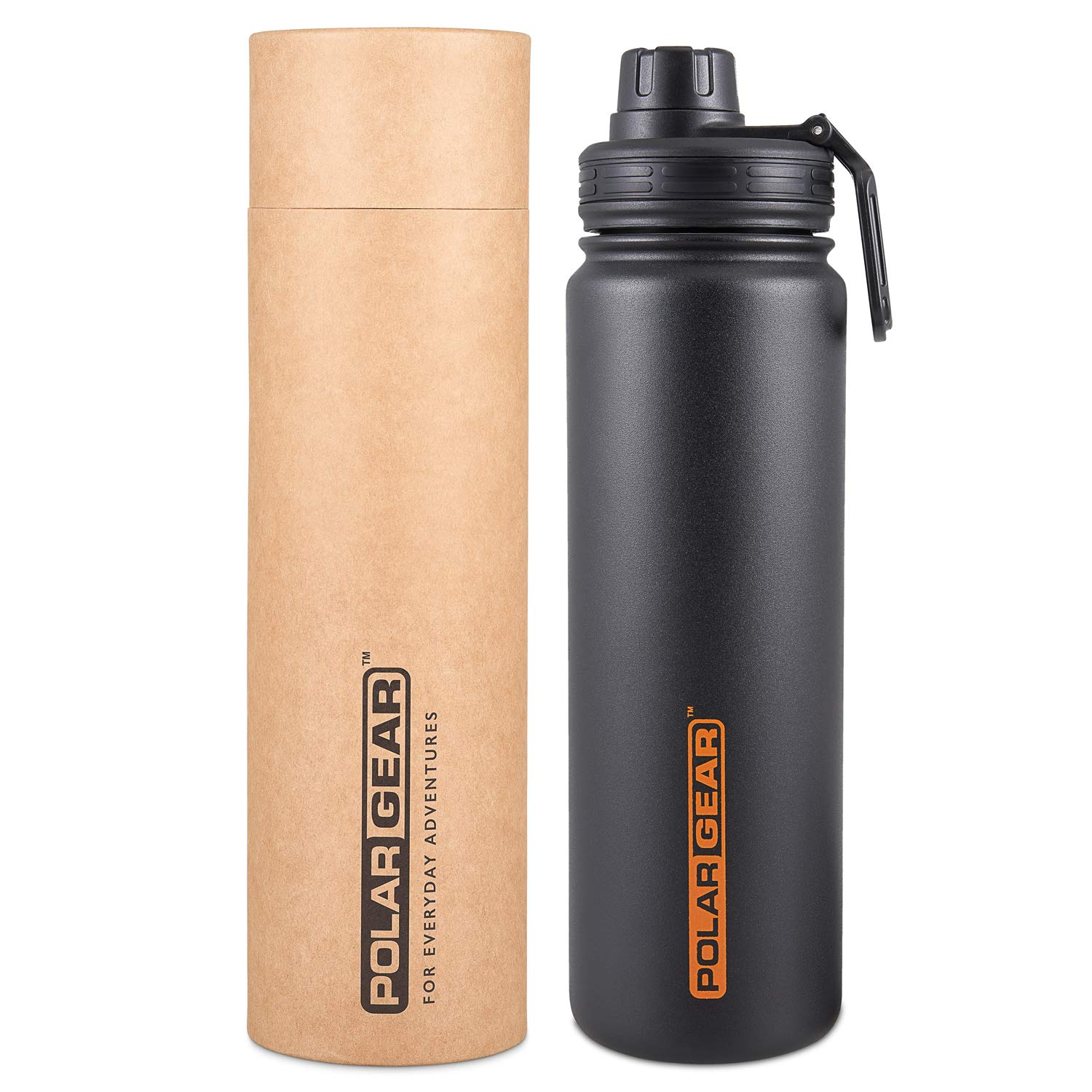 Hydra Surge Stainless Steel Reusable Water Bottle -700ml, Vacuum Insulated, Double Wall, Metal Leakproof Flask, 2 Separate Lids, Keeps Hot For 12 Hours, Cold for 24 Hours, For Sports, Gym, Work -Black
