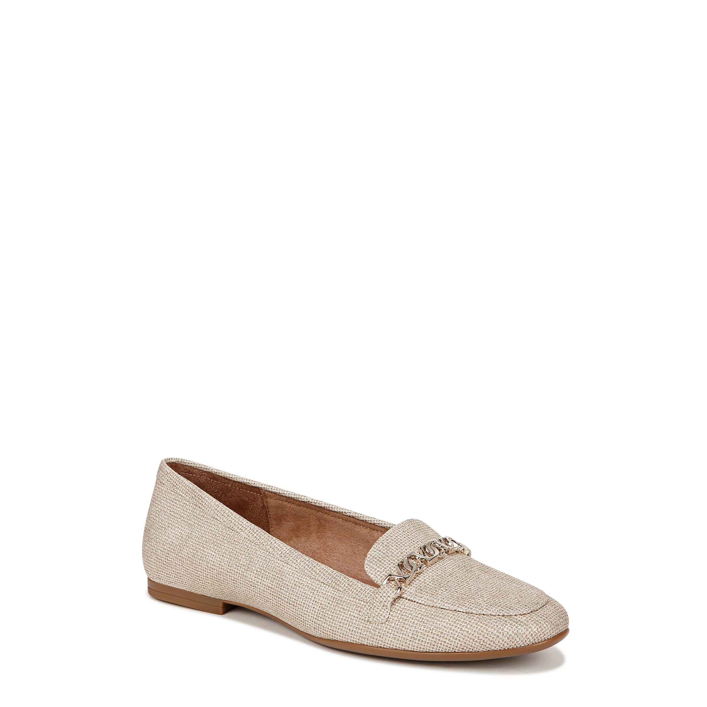 Naturalizer Womens Jemi Chain Detail Slip On Loafer Natural Beige Woven Fabric 11 M