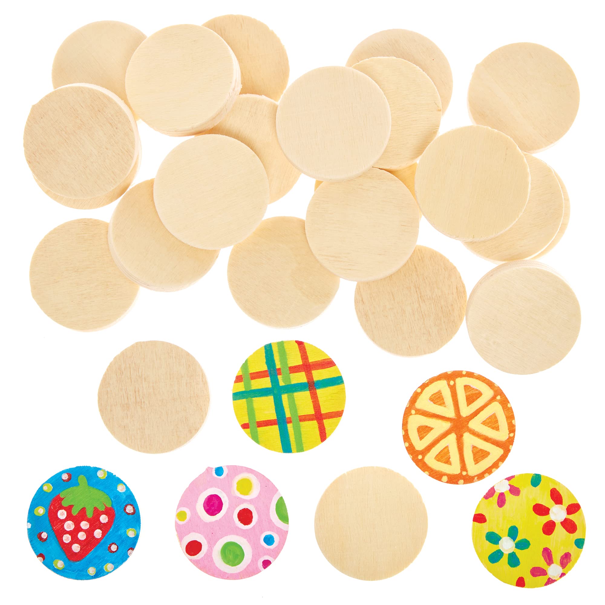 Baker Ross FX816 Wooden Painting Stones - Pack of 30, Craft Blanks to Decorate