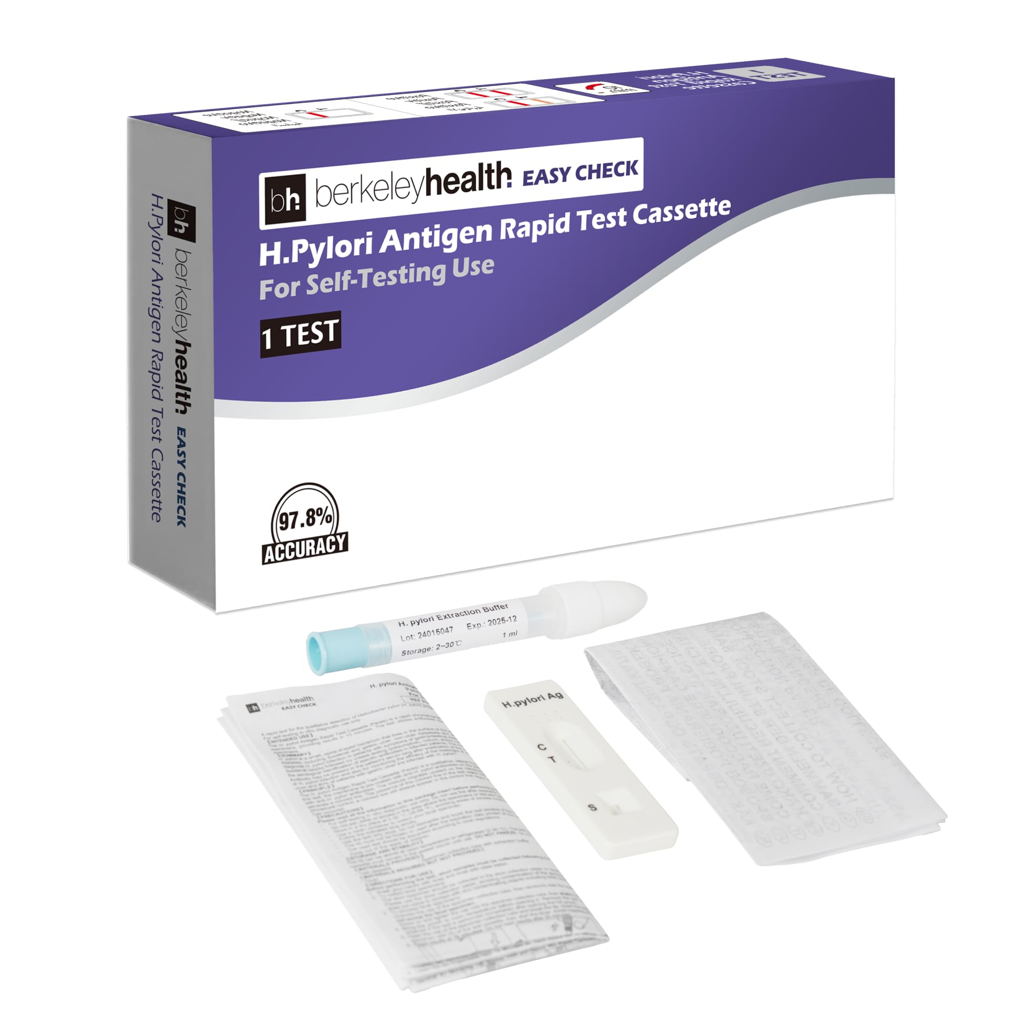H. Pylori Antigen Rapid Test Kit by Berkeley Health (Easy Check) - Easy Home Self-Testing, Clear Results in 10 Minutes - 1 Test
