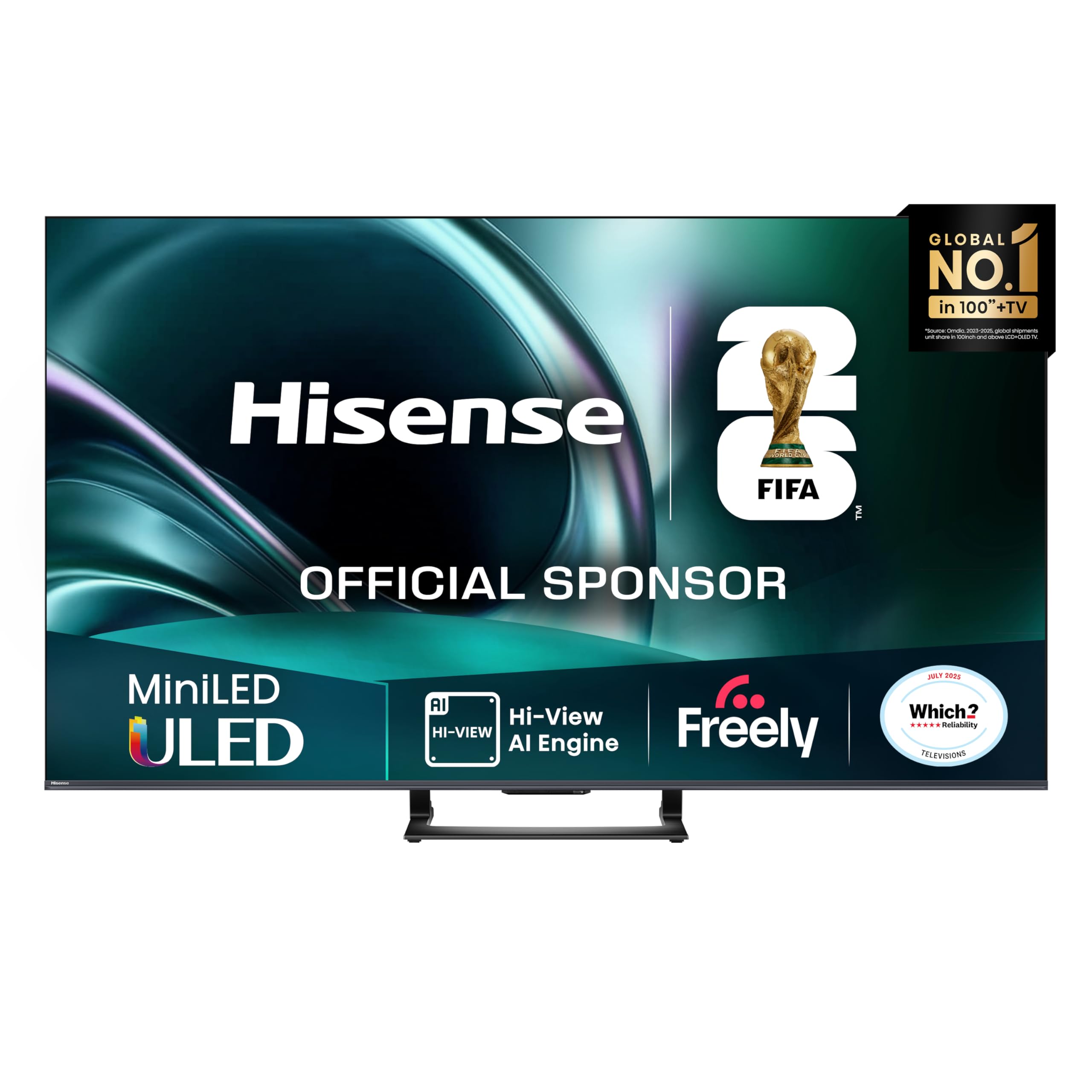 Hisense 50" 50U7QTUK MiniLED QLED 144Hz Smart AI TV - Hi-View AI Engine, Game Mode PRO, 2.1 Channel, Dolby Atmos, Quantum Dot Colour, Anti-Reflection with Freely, Disney +, YouTube, Netflix, 4K (2025)