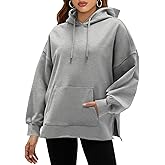 Fisoew Women's Hoodies Oversized Sweatshirts Casual Long Sleeve Side Slit Pullover Tops Fall Winter Outfits with Pocket