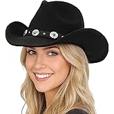 Western Outback Felt Cowboy Hat for Women Cowgirls Fedora Gus Hat Rodeo 22"-22.75" fit for M/L