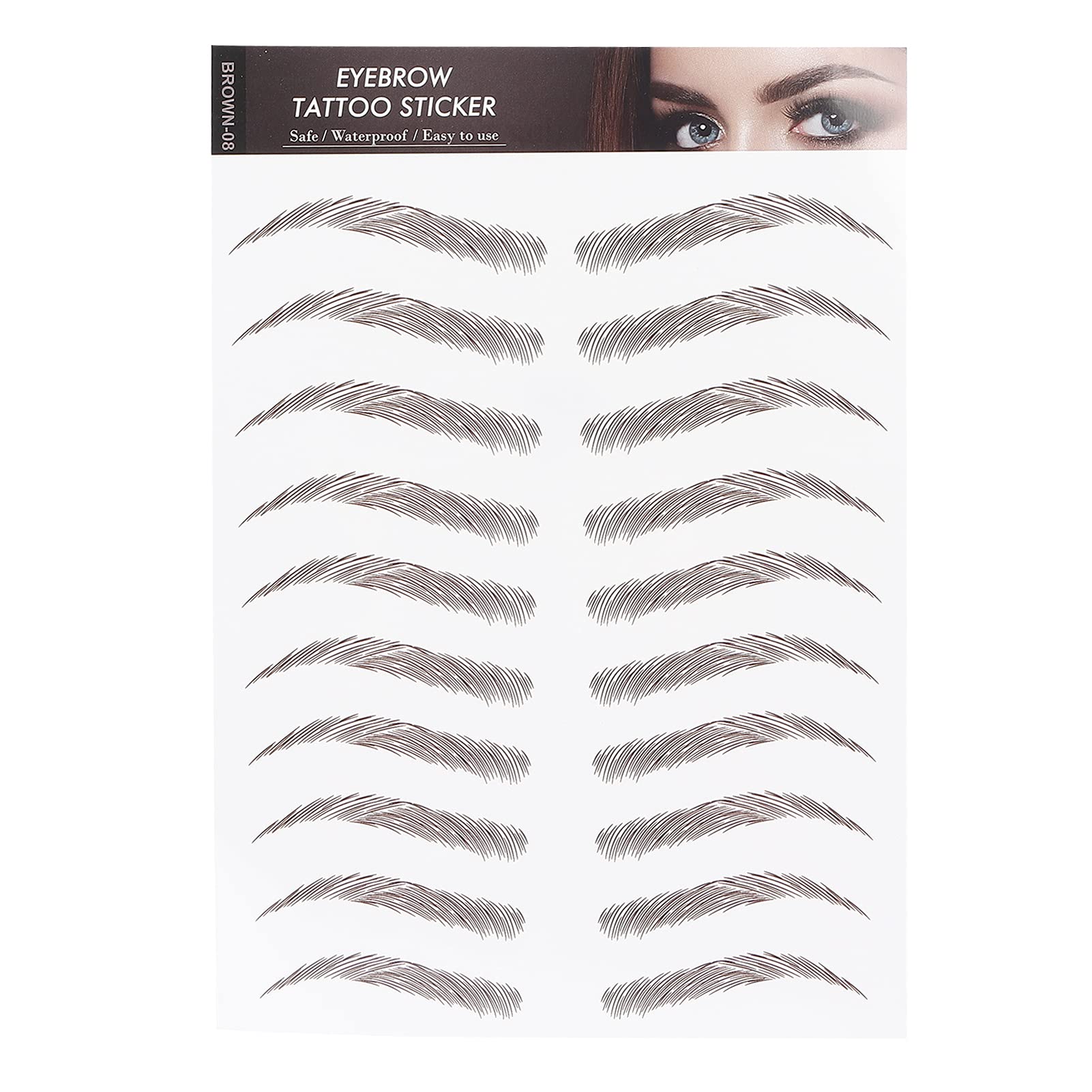 Eyebrow Transfers Stickers for Women & Girls –, Lasting, Peel-Off False Eyebrows in Brown-08, Makeup Solution for -Looking Brows — image 1