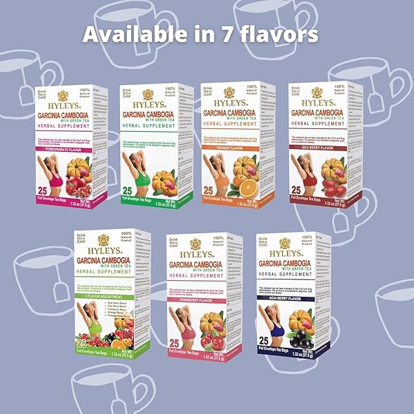 HYLEYS TEA GARCINIA CAMBOGIA GREEN TEA WITH ASSORTED FLAVORS – 42 TEA BAGS