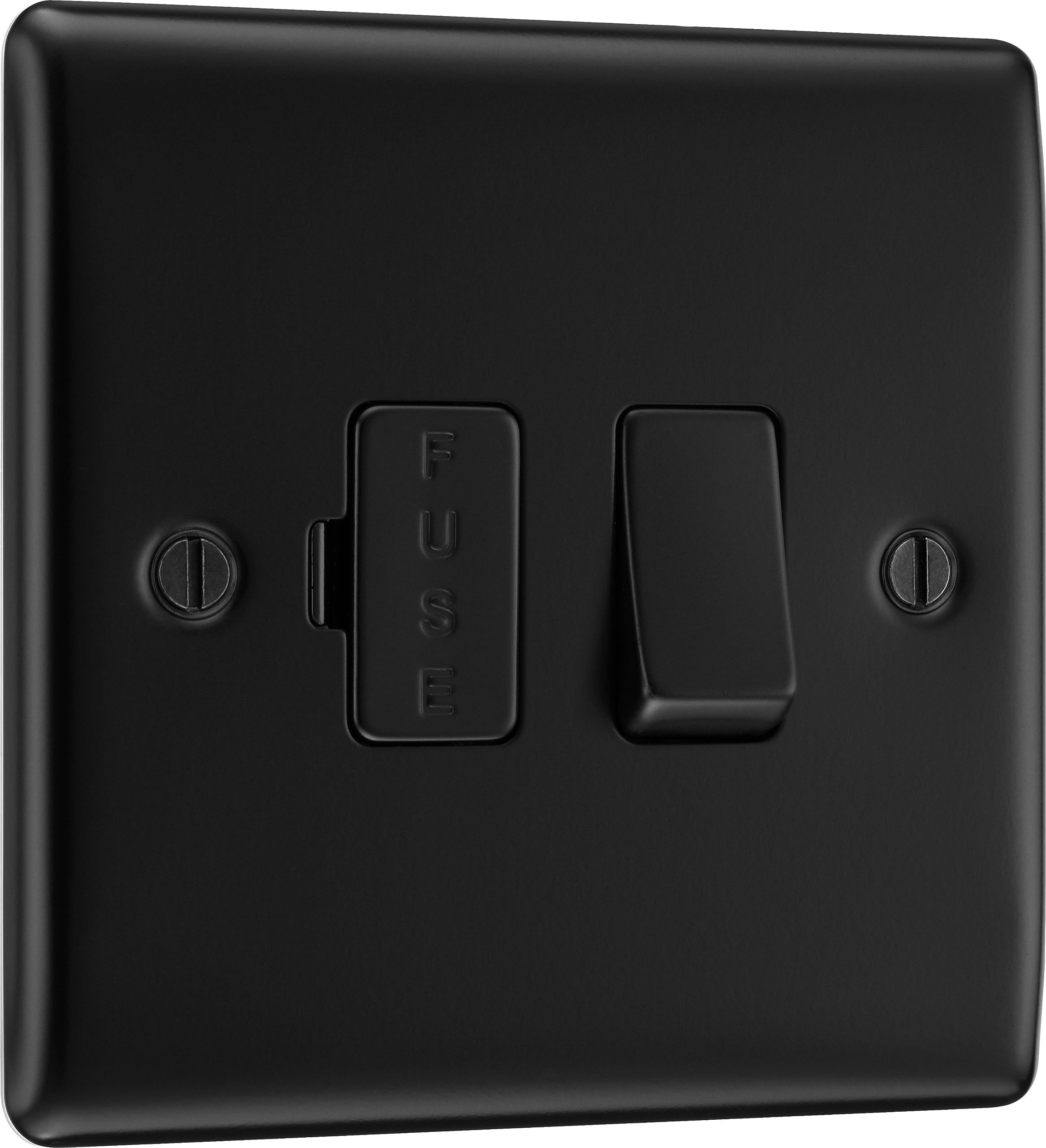BG Electrical Switched Fused Connection Unit, Fused Spur Switch, Double Pole, Raised and Slim Profile, Round Edges, Nexus Metal, Matt Black, 13A, NFB50