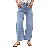 PEIHOT Mid Rise Barrel Jeans for Women Trendy Boyfriend Stretchy Baggy Cropped Denim Pants with Pockets
