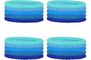 Ornaland 20 Pieces Hei Shi Surfer Bracelets Friendship Bracelets Clay Bead Bracelets Polymer Clay Stretch Bracelet Stackable Bracelet Set Women Summer Beach Jewelry for Women