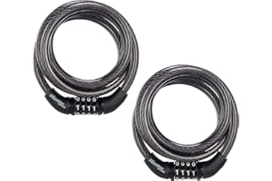 Master Lock Bike Lock Cable, Combination Bicycle Lock, Cable Lock for Outdoor Equipment, 2 Pack, 8143T,Black