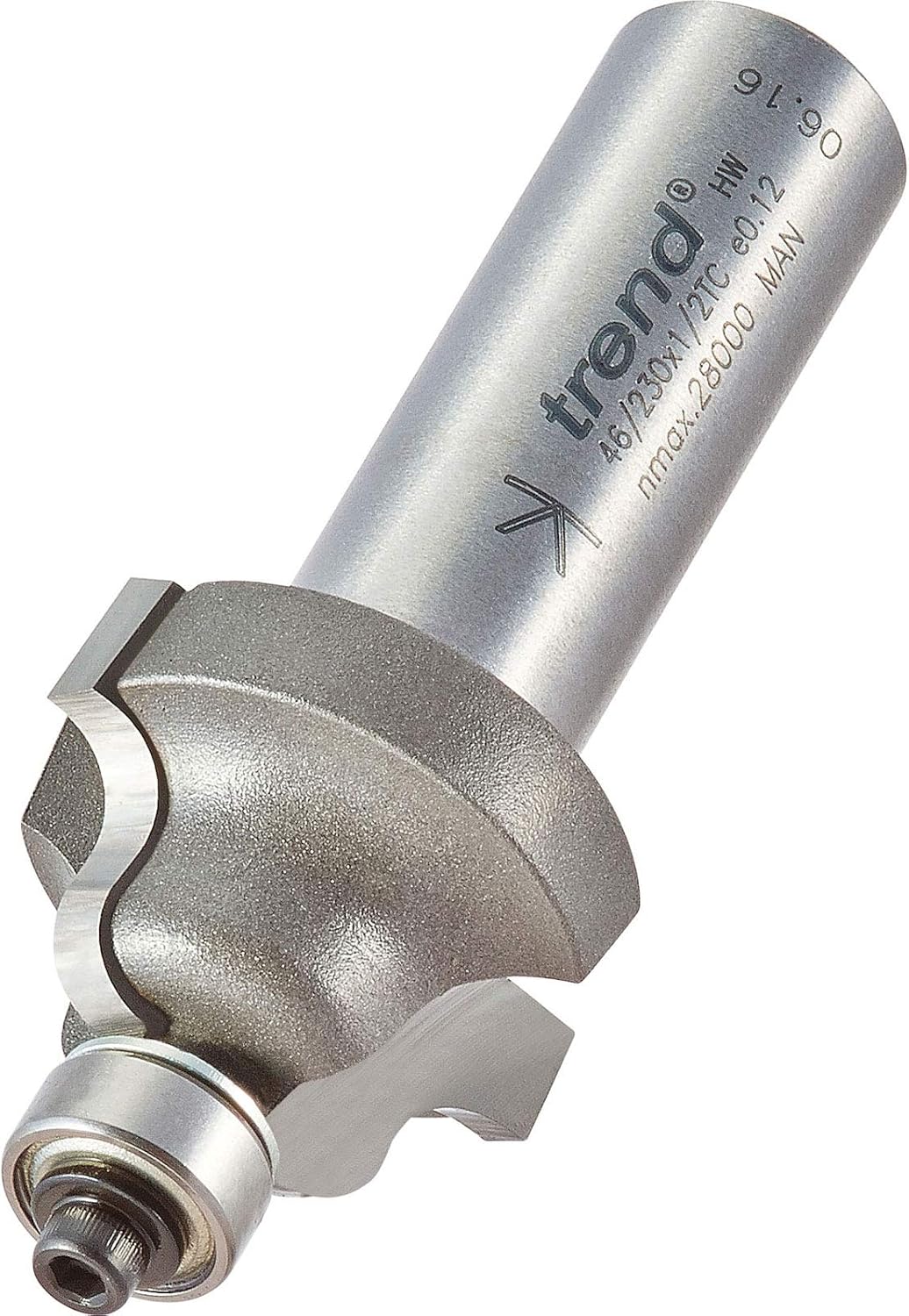 Trend Professional Bearing Guided Ogee Router Cutter, 1/2 Inch Shank, 25.4mm Cut Diameter, 15.9mm Cut Length, 4mm Radius, 46/230X1/2TC