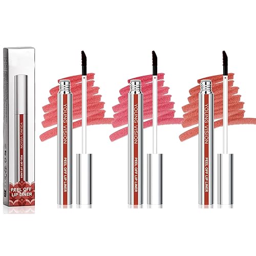 3 Colors Lip Stain Peel Off, with Matte Finish for All Skin Types, Long Lasting Lip Stain Peel Off Non Stick Cup Liquid Lipstick, Tattoo Lipstick Long Lasting Plump Lip Makeup Gift for Women