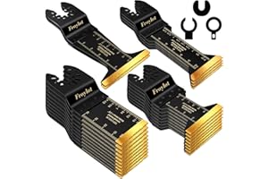 FROYLOTㅤ 24PCS Bi-Metal Titanium Oscillating Tool Blades – Multi-Tool Blades Cutting Nails, Staple, Copper Pipe, Drywall, Sheetrock, Wood, Siding – Universal Fit DeWalt, Milwaukee, Fein, Metabo, Rigid (M42 Ti)