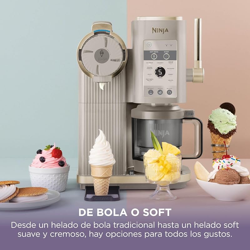 Creami scoop & swirl a sorveteira com 2 cubas e 13 funções prepara sorvetes, sorvetes, sorvetes, smoothies e muito mais, e tem opção de adicionar extras, pedra/ouro, nc701eustgd